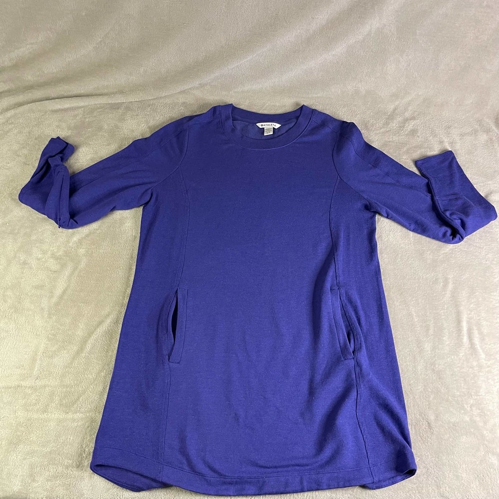 Athleta Shirt Womens Large Purple Long Sleeve Crewneck with Pockets Tunic